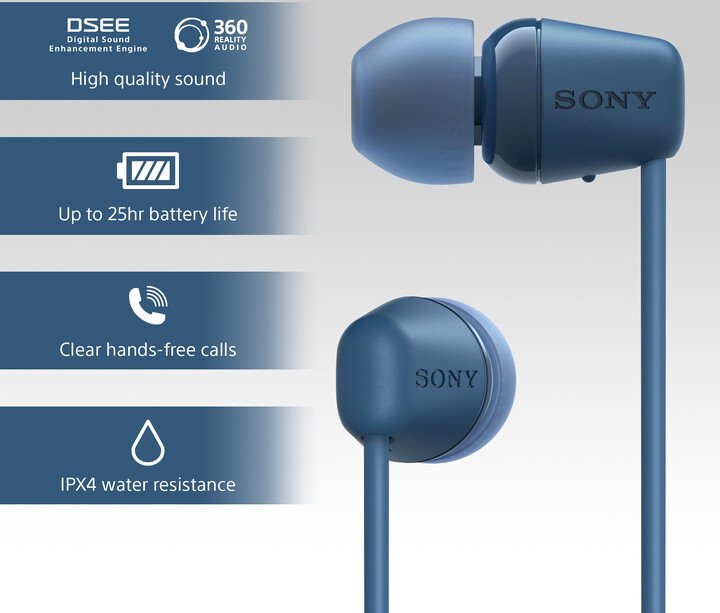 Dëgjuese Sony WI-C100, të kaltra
