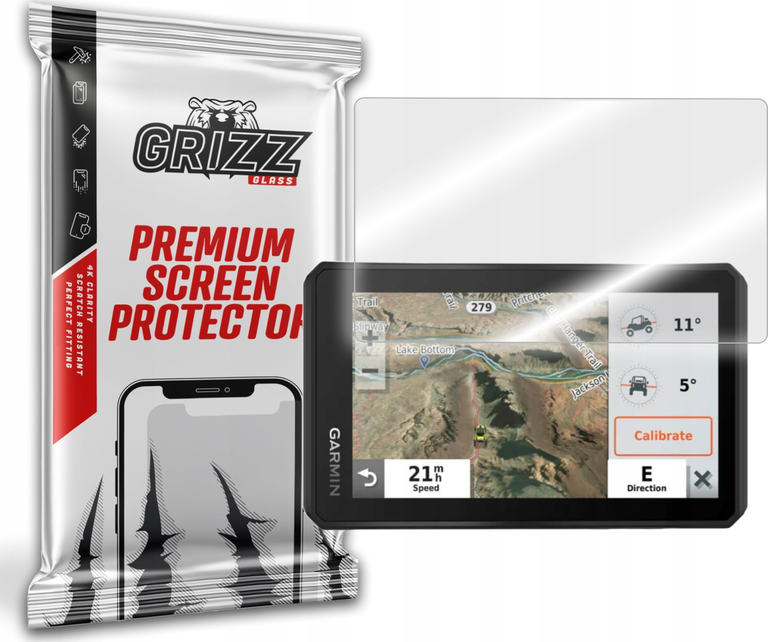 Xham mbrojtës GrizzGlass HybridGlass për Garmin Tread Base Edition, hibrid, transparent