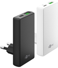 Karikues USB Goobay USB C PD GaN Dual, 65W, prizë 90° e sheshtë, i bardhë