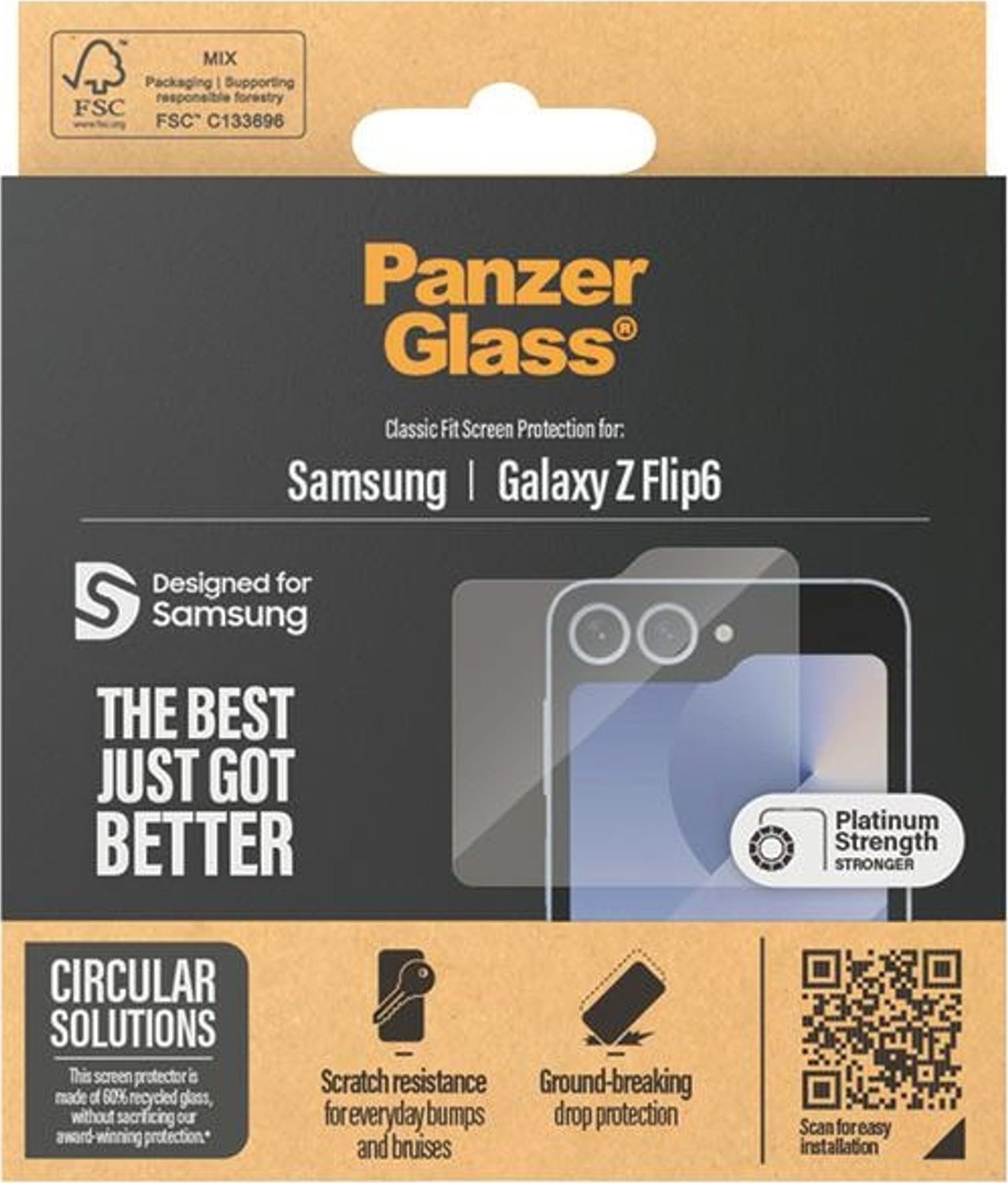 Заштита за екран SAFE by PanzerGlass Classic Fit, за Samsung Galaxy Z Flip6, проѕирно заштитно стакло