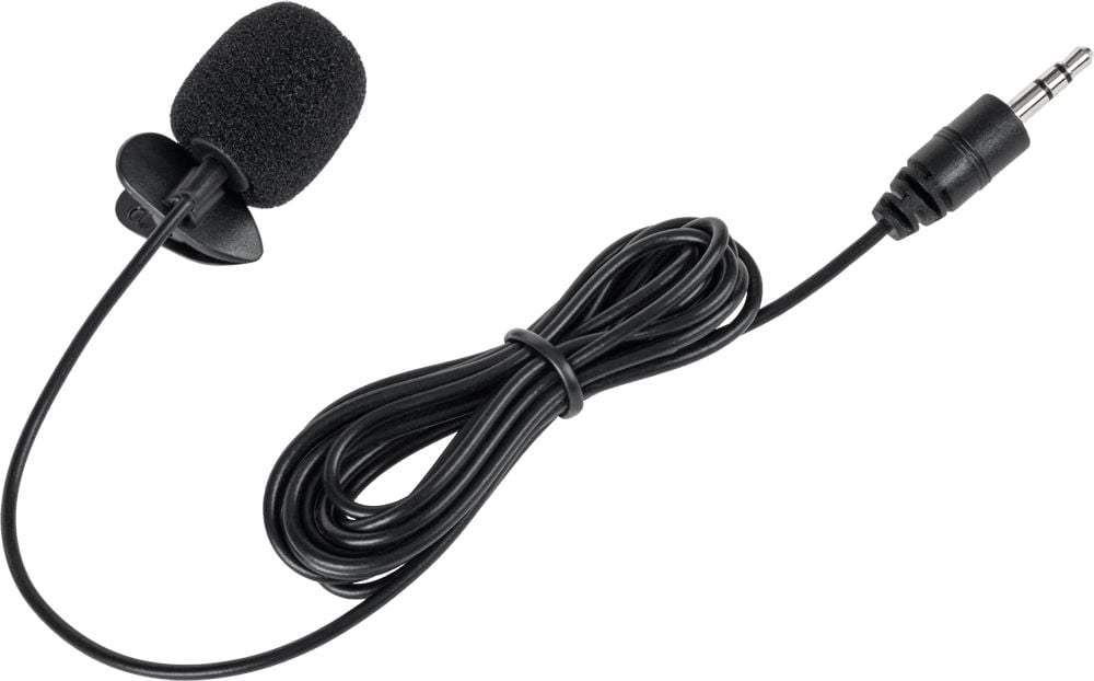 Mikrofon lavalier me kapëse, kabllo 2 m, lidhje 3.5 mm, i zi