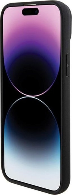 Këllëf telefoni BMW Leather Hot Stamp për iPhone 15 Plus, lëkurë, 6.7", i zi