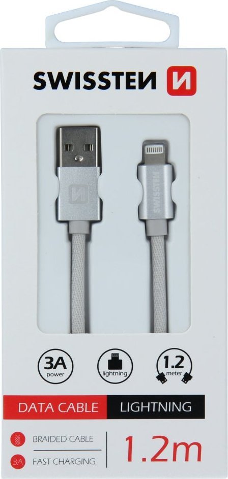 Kabll USB Lightning Swissten Textile 71523206, 1.2m, 3A, i kuq