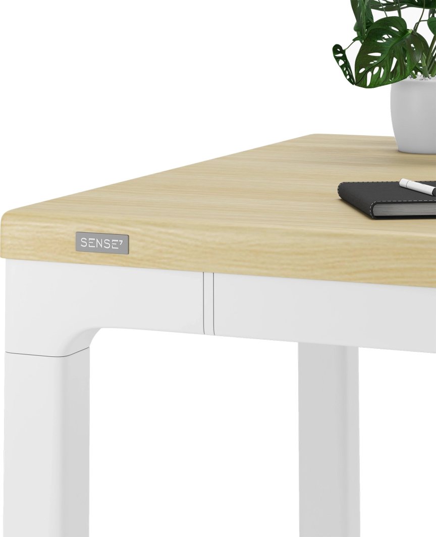 Tavolinë SENSE7 MANMA, 160cm x 80cm, e bardhë/ druri