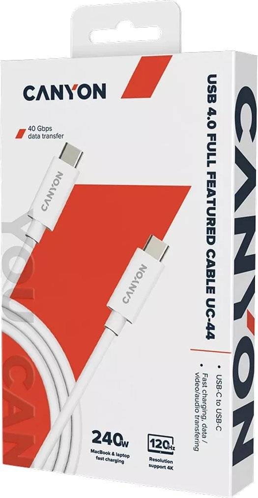 Kabllo USB Canyon RBLPOD00002, USB C në USB C, 1 m, e bardhë