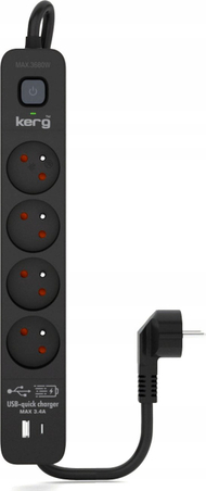 Shirit zgjatues KERG 4GN USBC M02522, 4 presa, USB A USB C, i bardhë