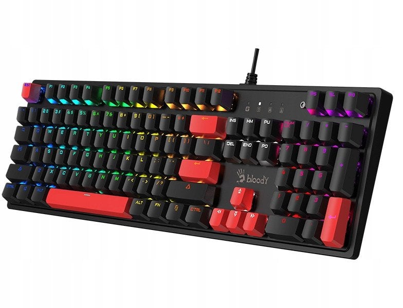 Tastierë mekanike A4Tech Bloody S520N Fire, RGB, BLMS Red Plus, e zezë