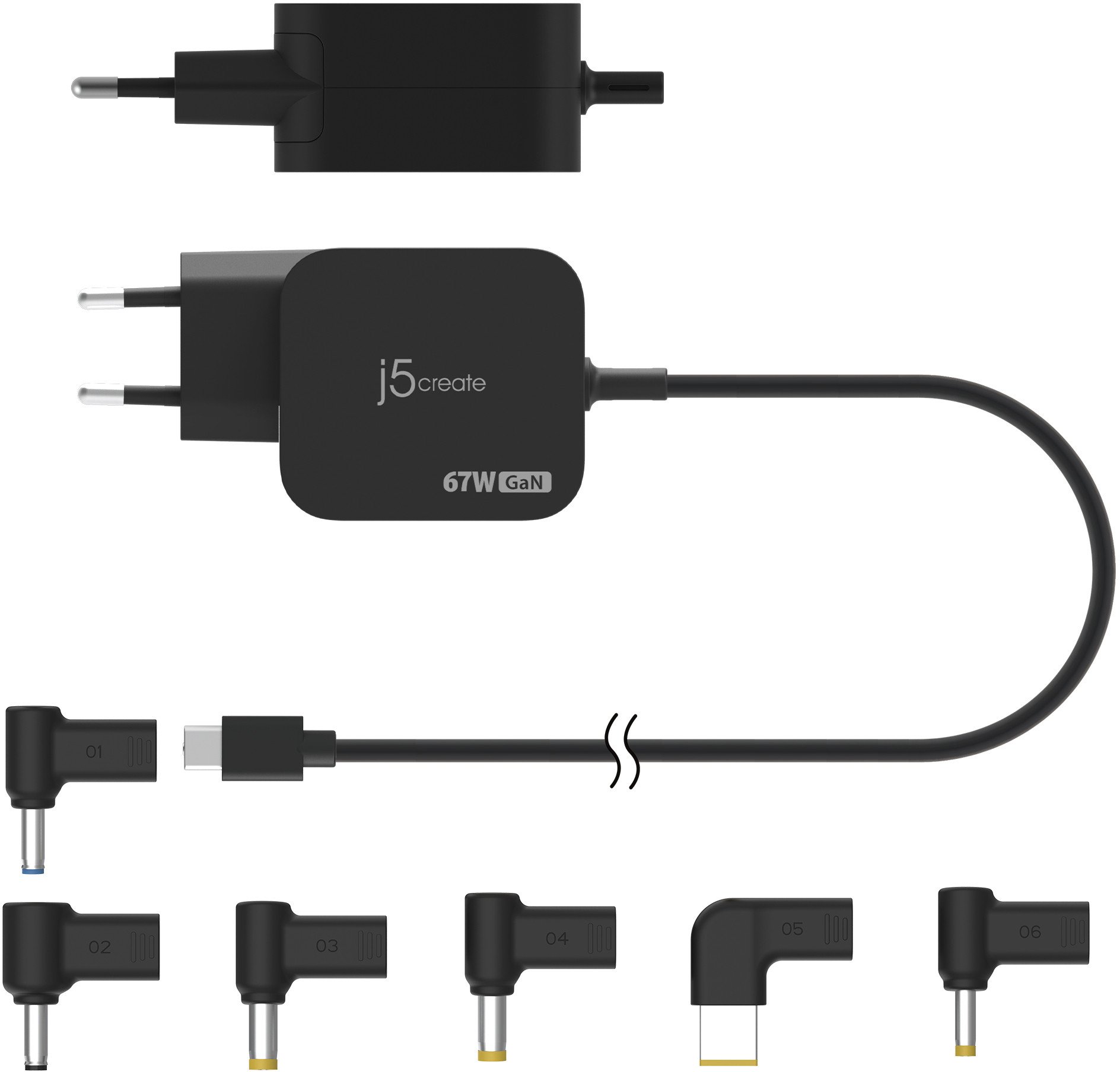Karikues USB C J5create JUP1565DC, 67W GaN, 6 konektorë DC, i bardhë