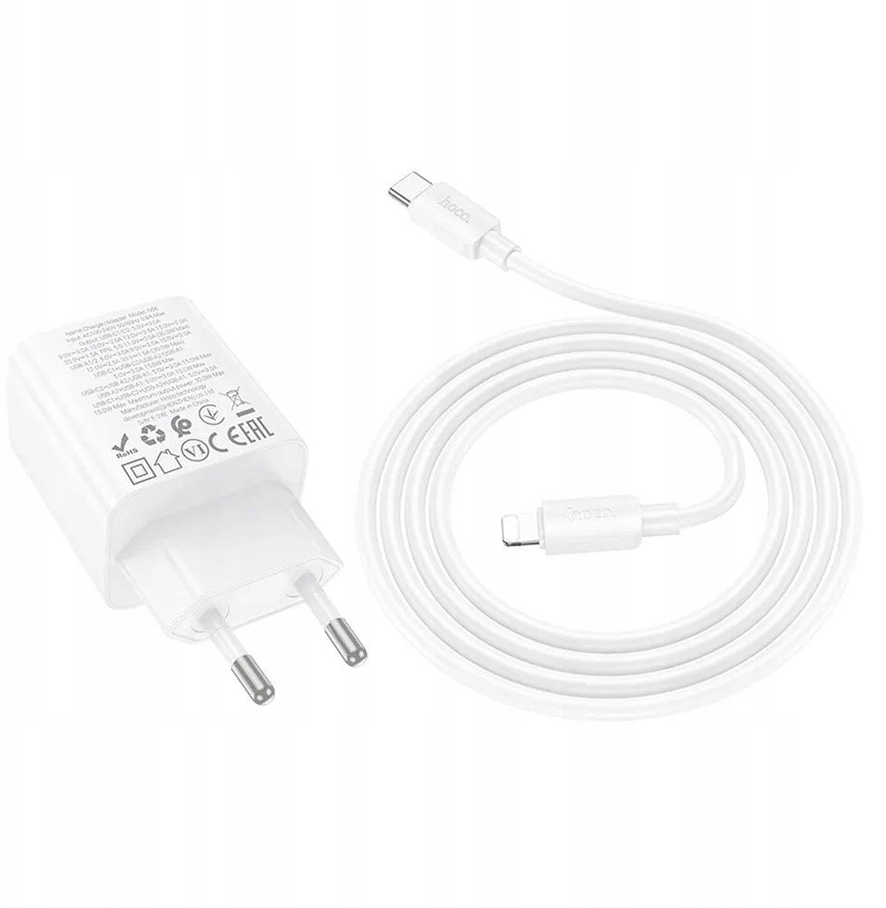 Karikues muri Hoco N56, 30W, 4 porta USB, me kabllo Lightning, i bardhë