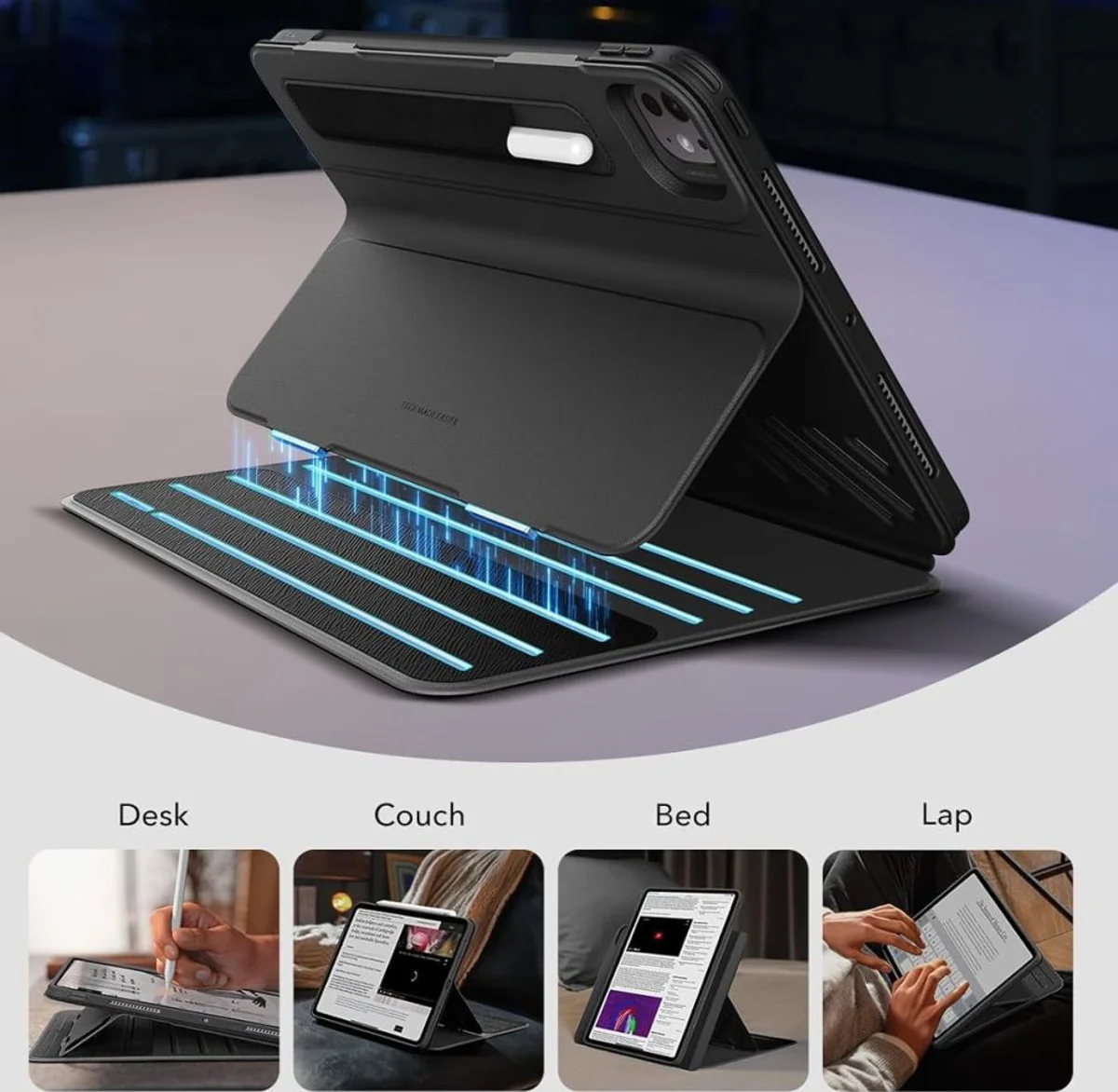 Mbrojtëse ESR Flip Magnetic Case me mbajtëse lapsi për Pad Pro 11 (2024/2025), e zezë