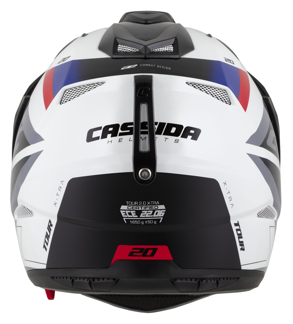 Kaska moto Cassida Tour 2.0 X-tra, Pinlock ready, ECE 22.06, e bardhë blu kuqe zezë mat