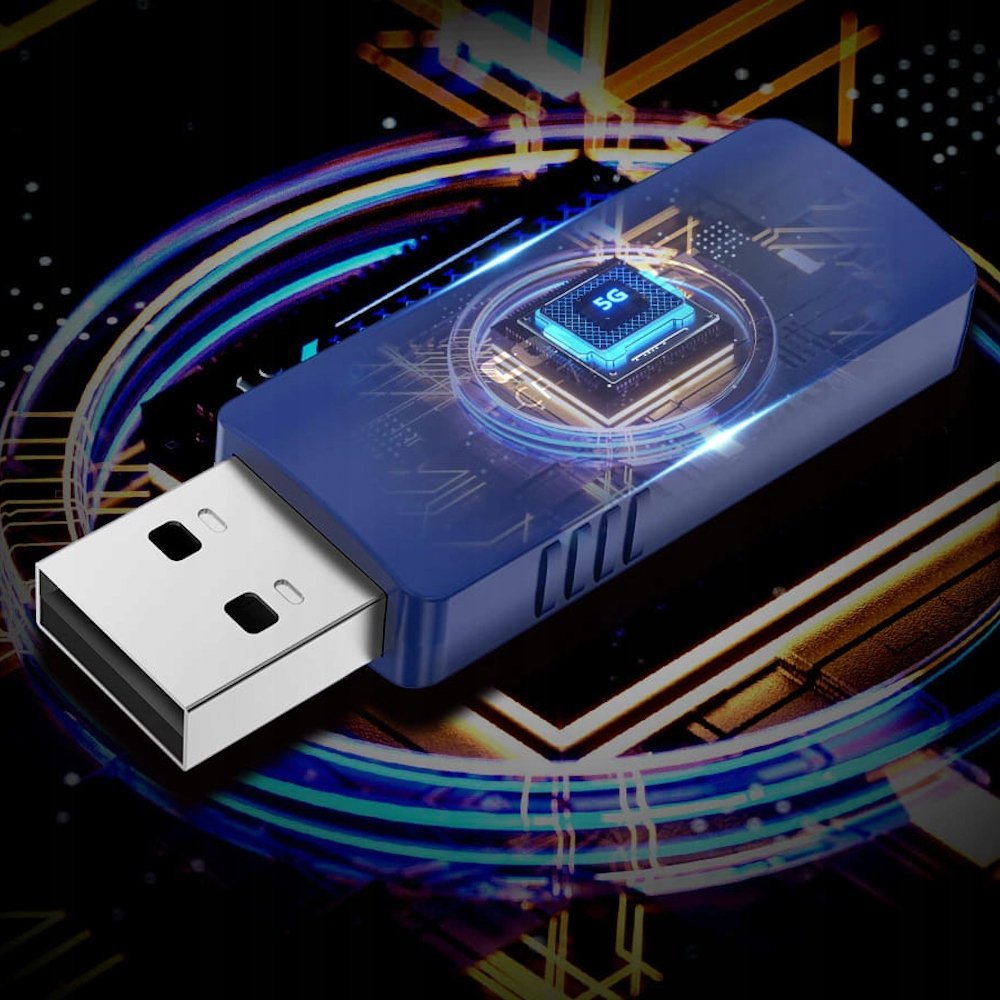 Adapter USB WiFi Bluetooth, 1300Mbps, Dual Band 2.4GHz 5GHz, i zi