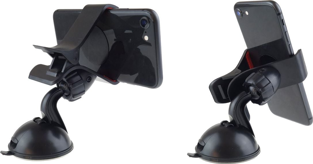 Mbajtëse telefoni AMiO 01705 HOLD-04, për xham veture, universale, e zezë
