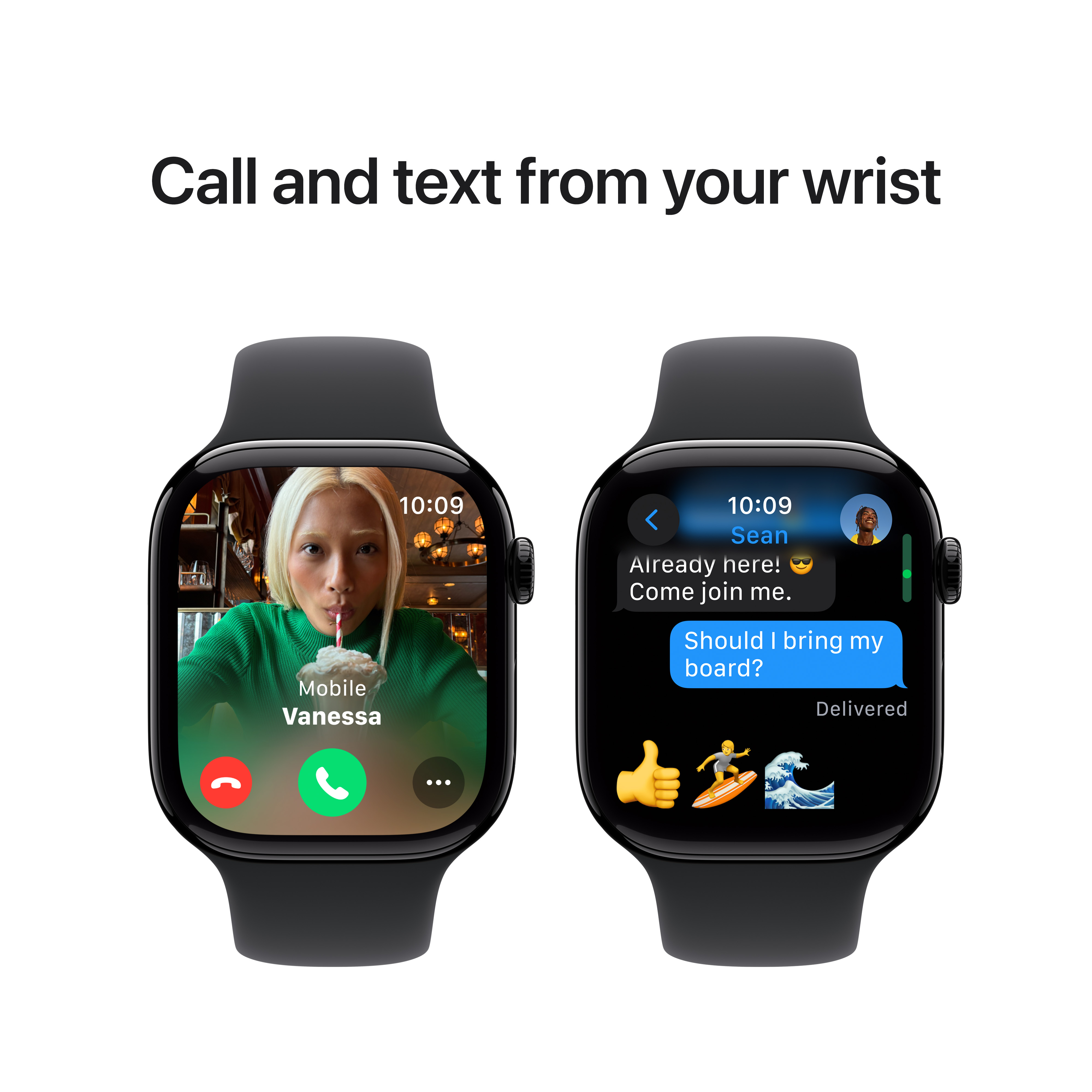 Apple Watch Series 10 GPS, 46mm, Jet Black Aluminum Case with Black Sport Band, S/M