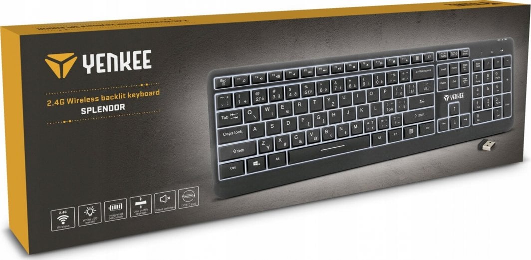 Tastierë Yenkee Splendor, wireless, CZ + SK, e zezë