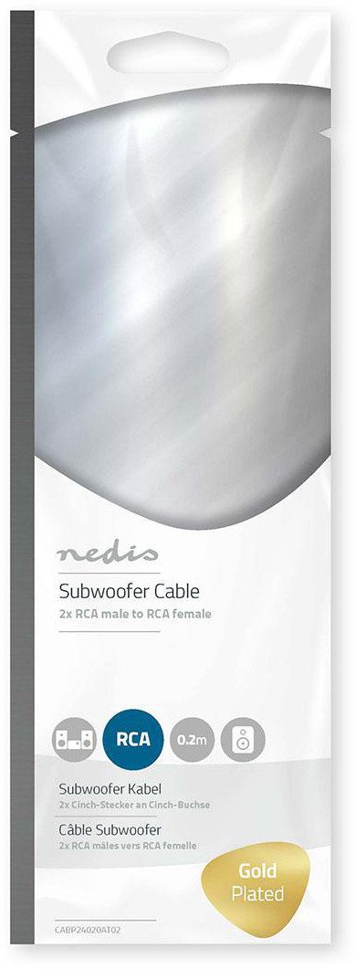 Kabllo subwoofer Nedis, 2x RCA mashkull në RCA femër, 0.2m, antracit