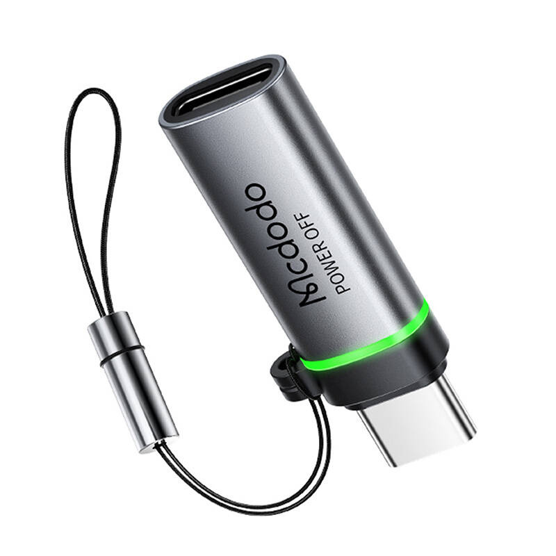 Adapter USB C Mcdodo OT-2450, USB C në USB C, fikje automatike, gri metalik