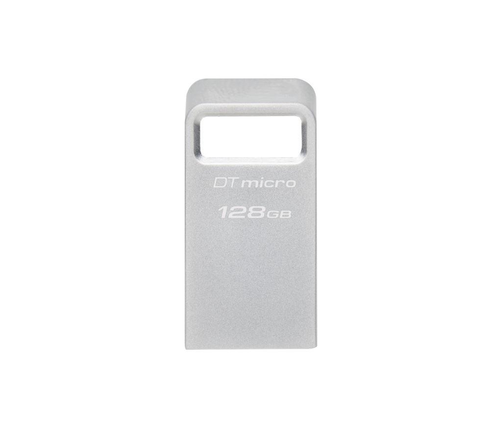 USB flash Kingston DataTraveler Micro, 128GB, USB 3.2 Gen 1, metalik argjendtë