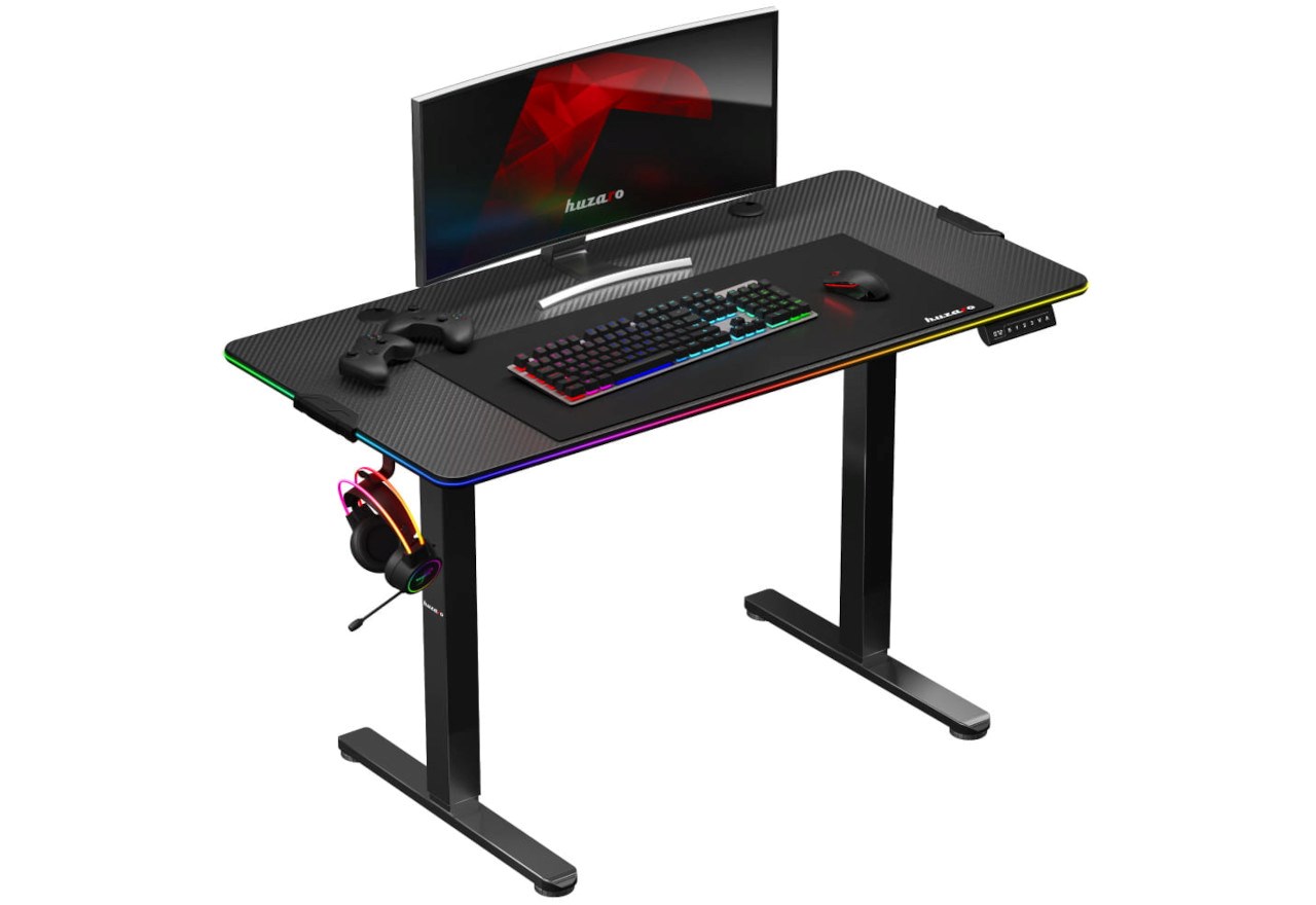 Tavolinë elektrike gaming Huzaro Hero 8.2 RGB, lartësi e rregullueshme, deri 80 kg, e zezë
