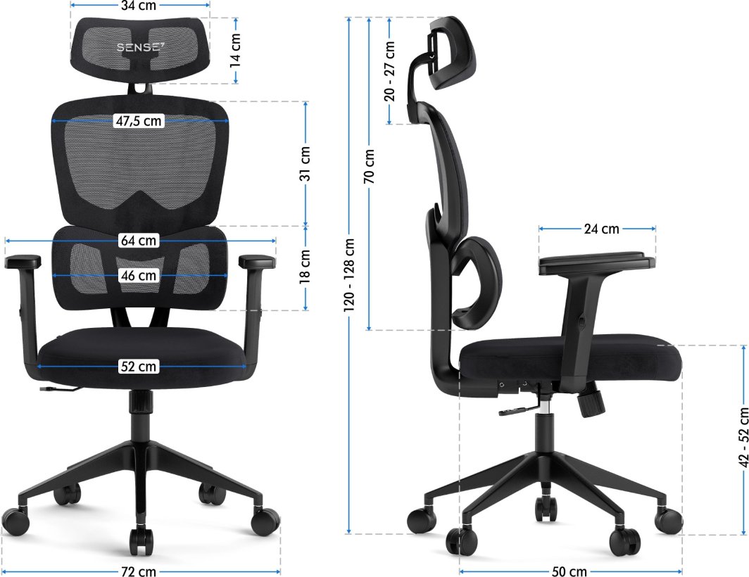 Канцелариско столче SENSE7 Veno, црно
