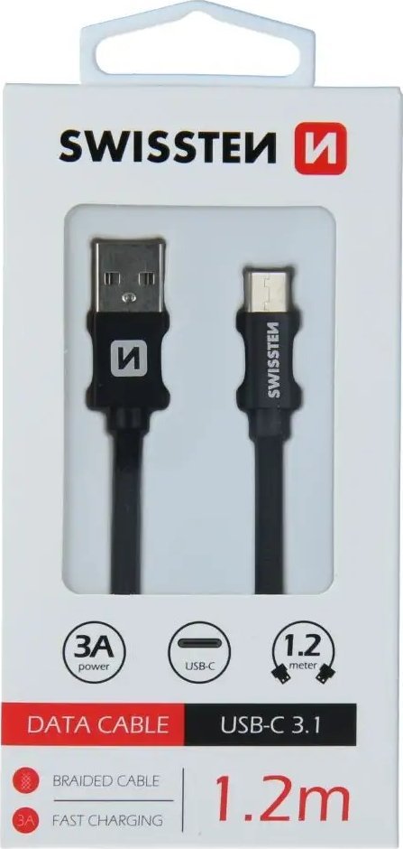 Kabllo karikimi SWISSTEN USB në USB C, 1.2m, e argjendtë