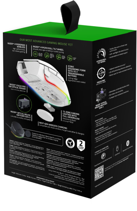 Maus Razer Basilisk V3 Pro, i bardhë