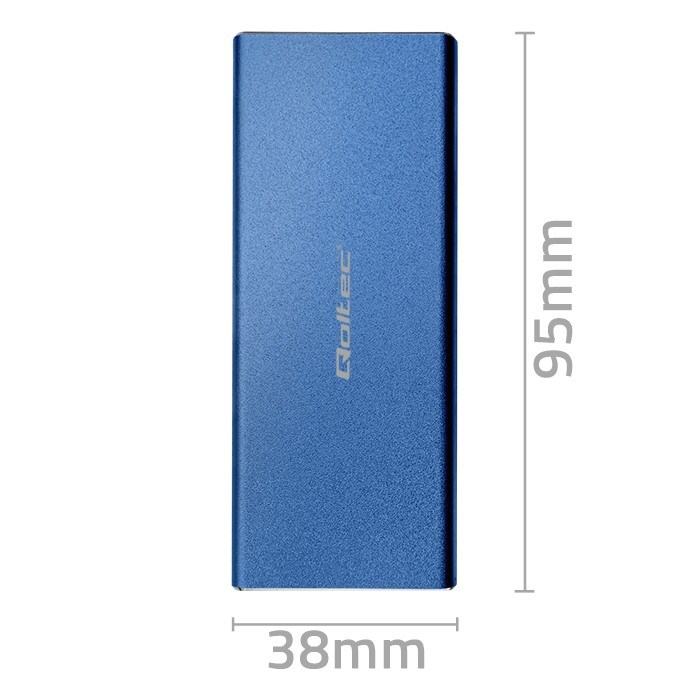 Kuti e jashtme Qoltec për SSD M.2 SATA NGFF, USB 3.0, 2TB, blu