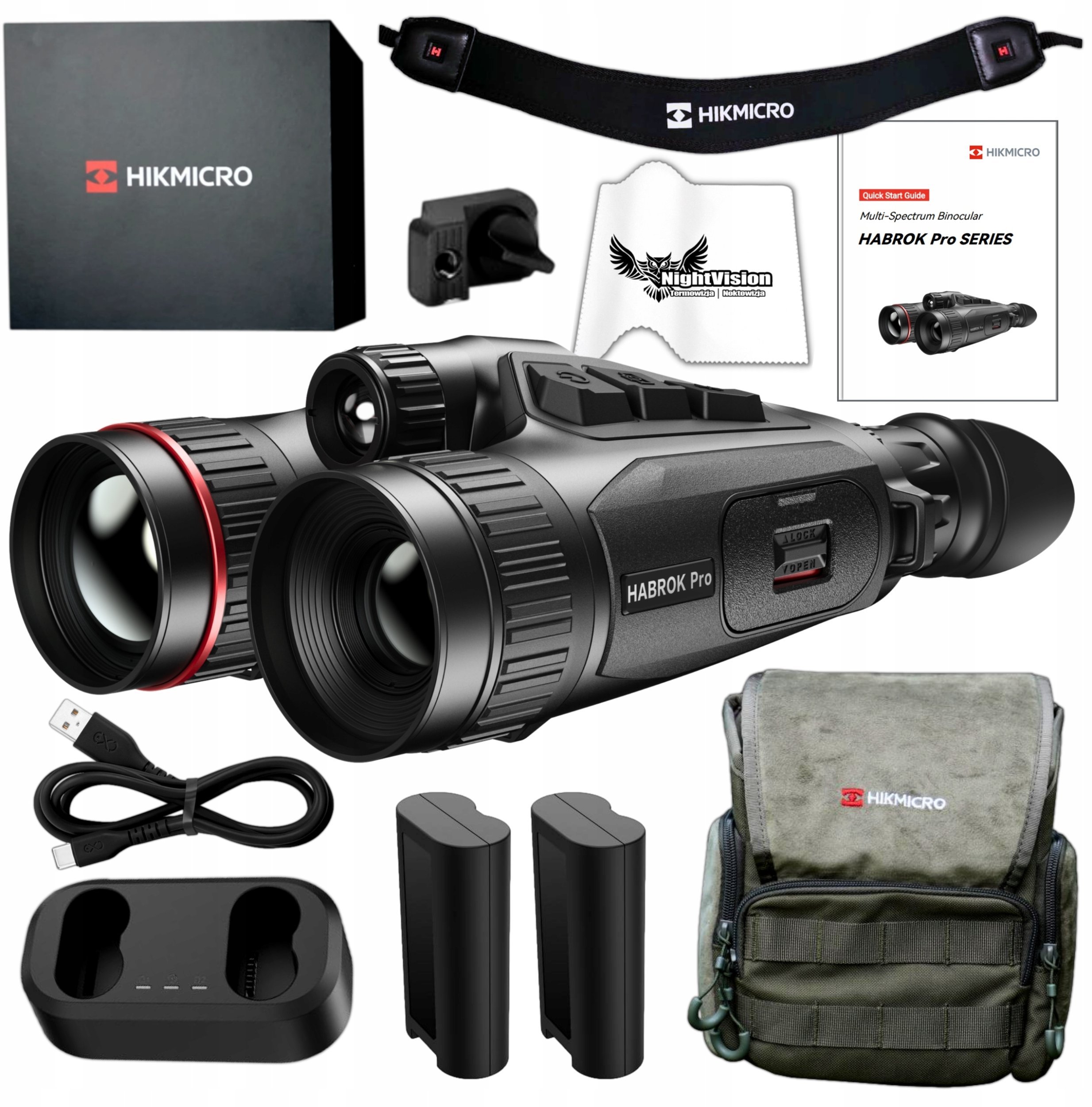 Dylbi termale HikMicro Habrok Pro HX60L, multi spektrale, digjitale, të zeza