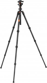 Trepod kamerash K&amp;F Concept 64, 1.6m, fibër karboni, kokë sferike 360°, i zi