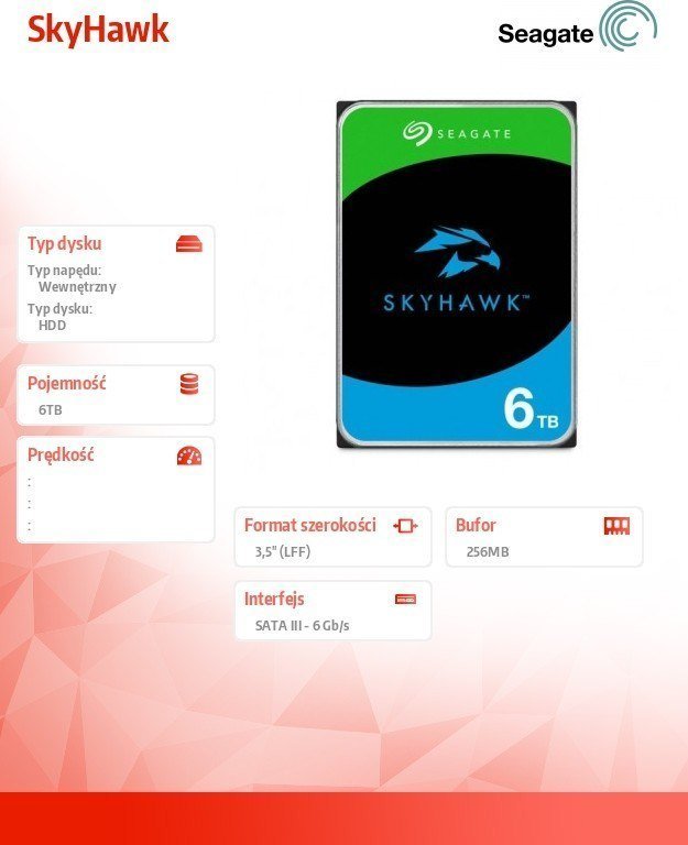 Hard disk për video Seagate SkyHawk, 8TB, i zi