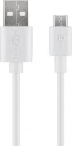 Kabllo USB Goobay 38665, USB A në Micro USB, 0.5 m, e bardhë