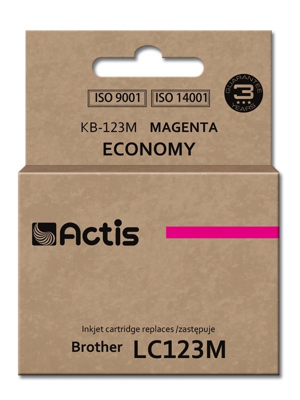 Ngjyrë për printer Actis KB-123M (zëvendësim për Brother LC123M/LC121M), 10 ml, vjollcë