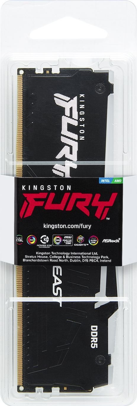 Memorie RAM Kingston Fury Beast RGB DDR5, 16GB, 5600MHz, e zezë
