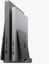 Stendë vertikale laptopi Spigen LD208S4, 4 slote, alumini, gri e errët