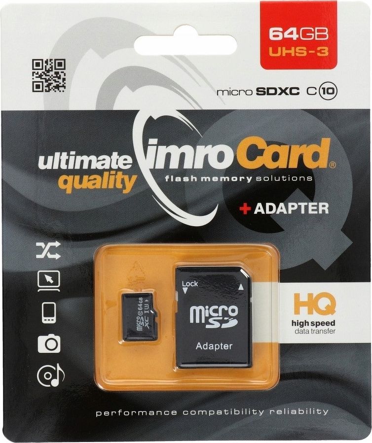 Kartë memorike Imro MicroSDXC, 64GB, Class 10 UHS I U3