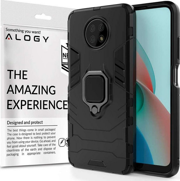 Mbrojtëse Alogy Stand Ring Armor për Xiaomi Redmi Note 9T / 9T 5G, e zezë