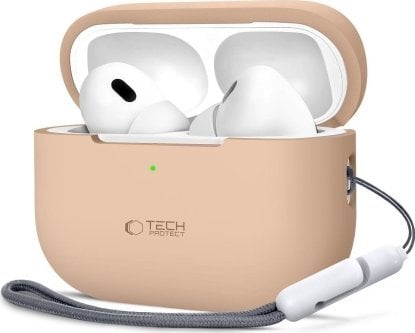 Mbështjellës silikoni Tech-Protect për Apple AirPods Pro 1 2, me varëse, Caffe Latte