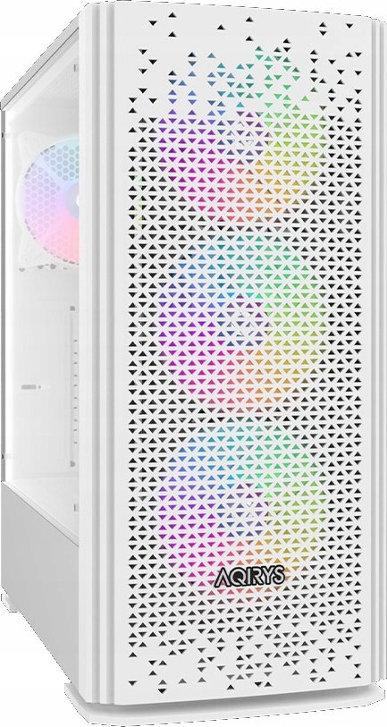 Kastë PC AQIRYS Gacrux RGB Mid Tower, ARGB, me xham të temperuar, e bardhë