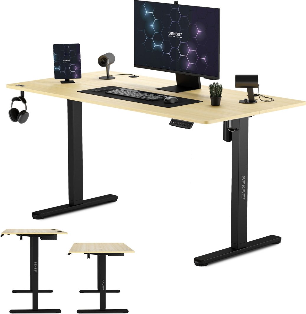 Tavolinë SENSE7 Nojo, 140cm x 70cm, e zezë/ druri e lehtë