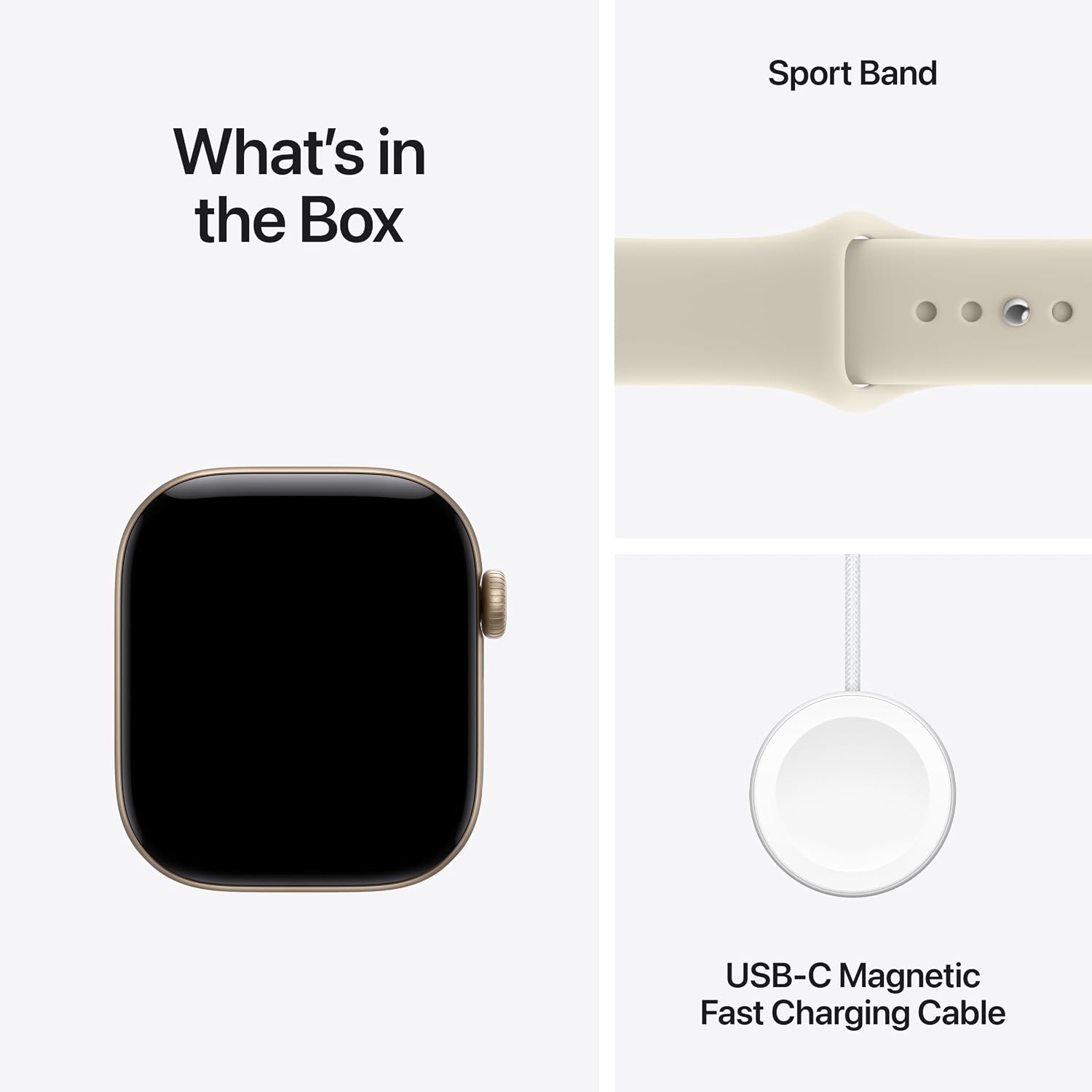Apple Watch S12 GPS 42mm Light Gold Aluminium Case with Sand Sport Band, S/M