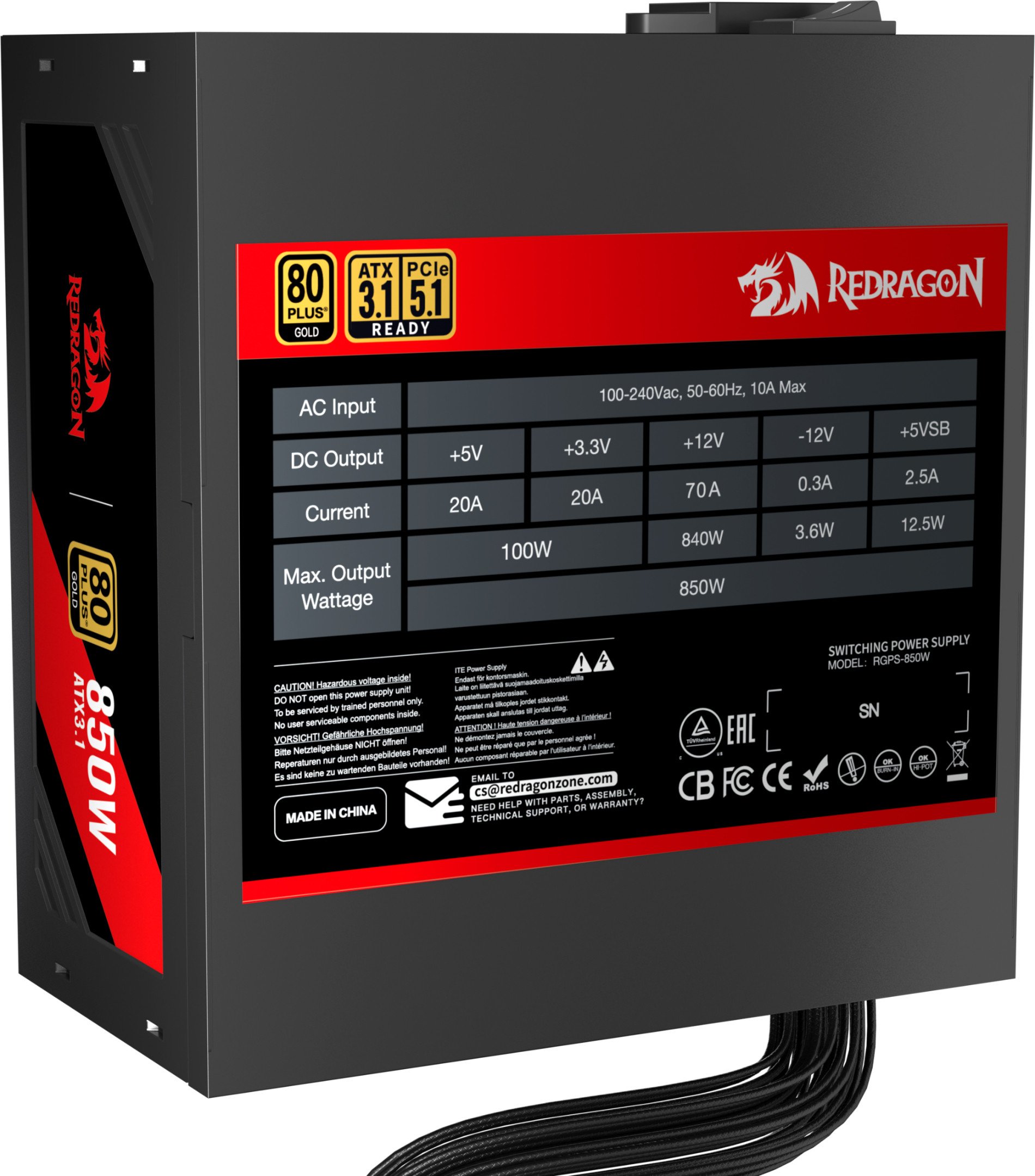 Furnizues energjie Redragon GC-PS007-SE, 850W, 80 Plus Gold, i zi