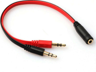 Kabllo ndarëse Mozos ASM-2, Jack 3.5mm në 2x Jack 3.5mm, 0.2m, e kuqe