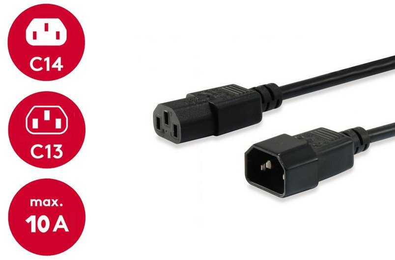 Kabllo zgjatues për energji Equip, IEC C14 në IEC C13, 1.8m, i zi