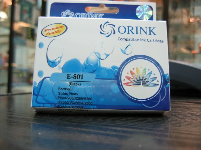 Kartuçë boje Orink Epson T0801, zëvendësuese, 15 ml, e zezë