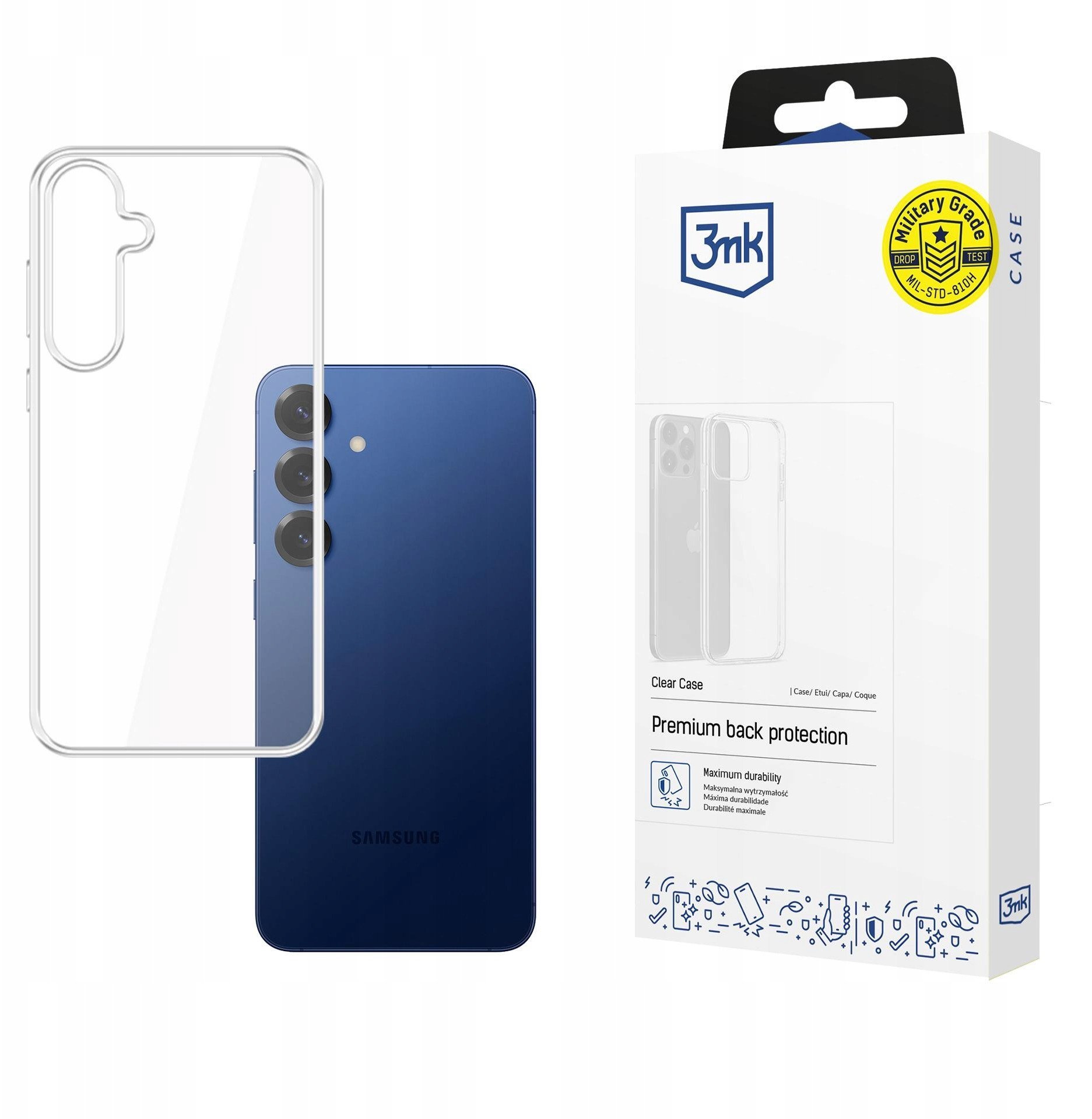 Малтер за телефон 3MK Clear Case за Samsung Galaxy S25 FE, проѕирен силикон, транспарентен