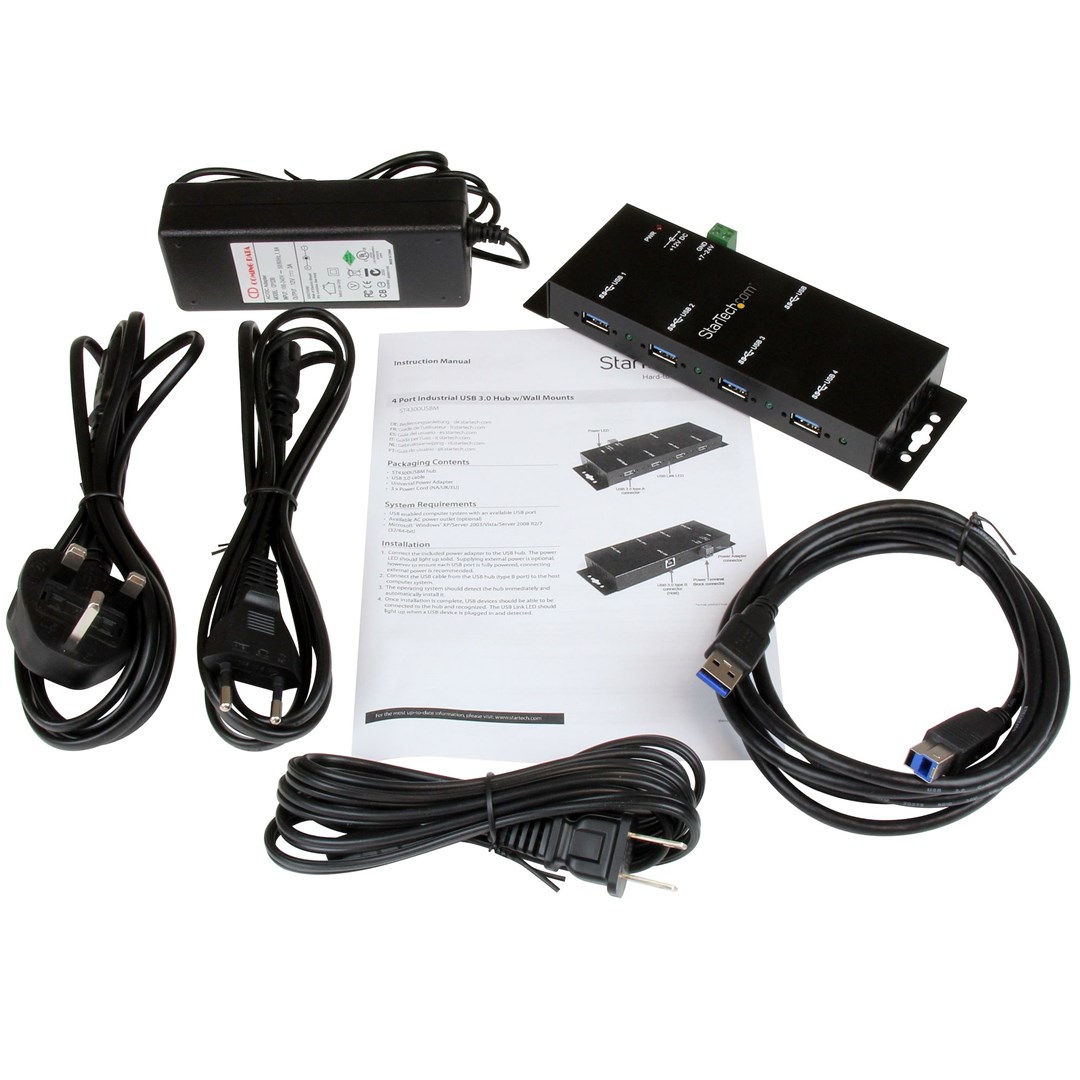 Qendër USB StarTech ST4300USBM, 4-Port, USB 3.2 Gen 1, e zezë