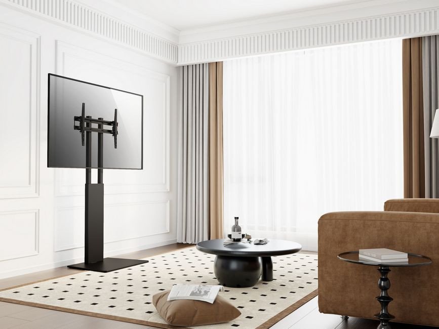 Stendë dyshemeje për monitor Equip 650129, 17" 49", me raft, e zezë