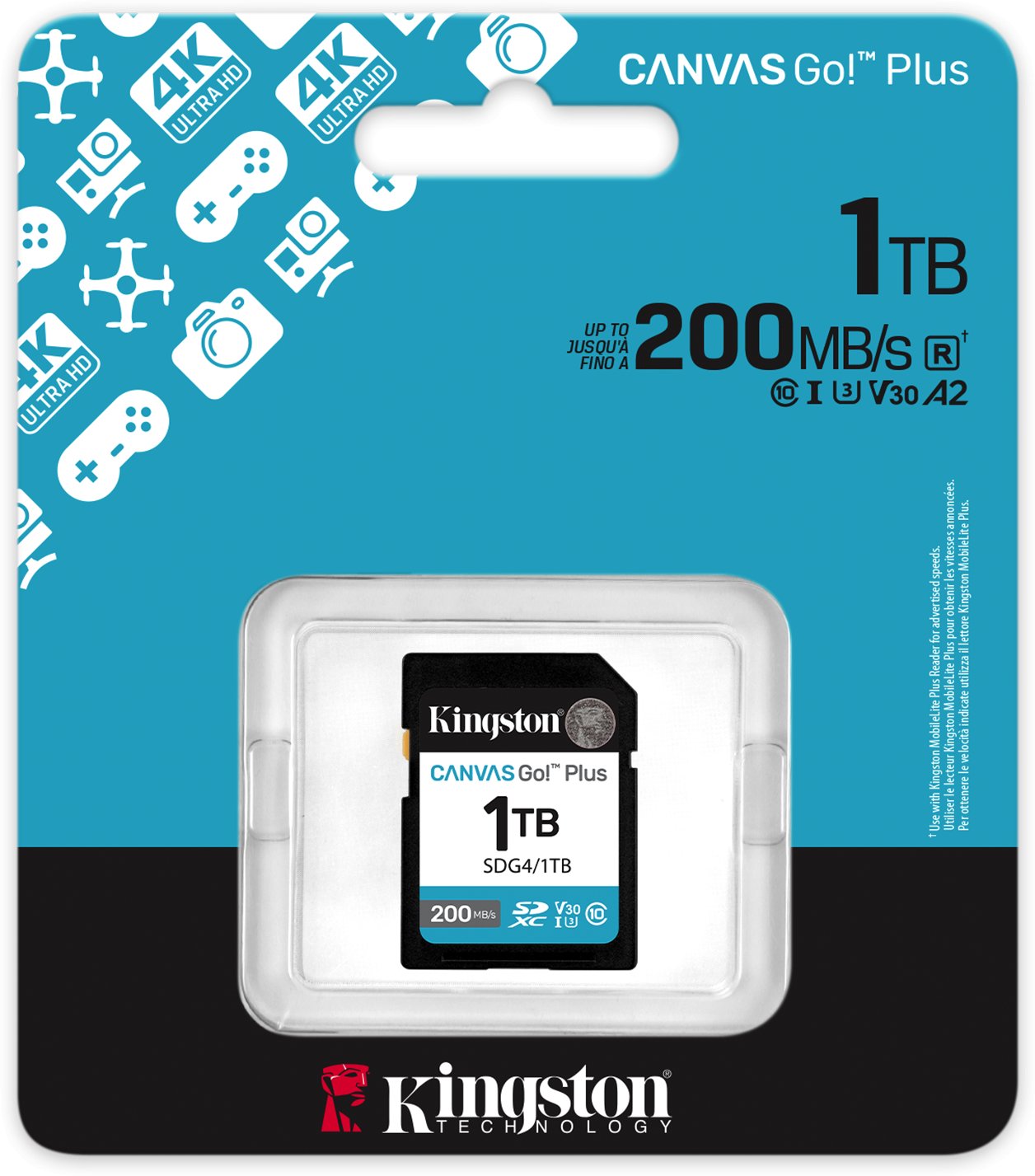 Kartë memorie Kingston Canvas Go Plus, 1TB, SDXC, 200MB/s
