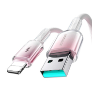Kabllo karikimi Joyroom S-A42 Crystal-Clear, USB-A në Lightning, 1.2m, 3A, e bardhë rozë