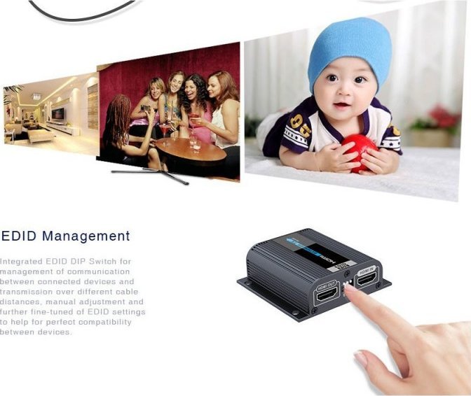 Extender HDMI PREMIUMCORD khext60-6, deri 50 m mbi Cat6, me EDID
